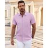imageJVER Mens Short Sleeve Dress Shirts Wrinkle Free Casual Button Down Shirt Summer Stretch Formal Shirt with PocketLavender Purple