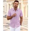 imageJVER Mens Short Sleeve Dress Shirts Wrinkle Free Casual Button Down Shirt Summer Stretch Formal Shirt with PocketLavender Purple