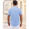 imageJVER Mens Short Sleeve Dress Shirts Wrinkle Free Casual Button Down Shirt Summer Stretch Formal Shirt with PocketLight Blue