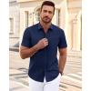 imageJVER Mens Short Sleeve Dress Shirts Wrinkle Free Casual Button Down Shirt Summer Stretch Formal Shirt with PocketNavy Blue