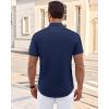 imageJVER Mens Short Sleeve Dress Shirts Wrinkle Free Casual Button Down Shirt Summer Stretch Formal Shirt with PocketNavy Blue
