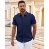 imageJVER Mens Short Sleeve Dress Shirts Wrinkle Free Casual Button Down Shirt Summer Stretch Formal Shirt with PocketNavy Blue
