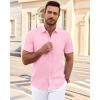imageJVER Mens Short Sleeve Dress Shirts Wrinkle Free Casual Button Down Shirt Summer Stretch Formal Shirt with PocketPink