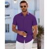 imageJVER Mens Short Sleeve Dress Shirts Wrinkle Free Casual Button Down Shirt Summer Stretch Formal Shirt with PocketPurple