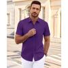 imageJVER Mens Short Sleeve Dress Shirts Wrinkle Free Casual Button Down Shirt Summer Stretch Formal Shirt with PocketPurple