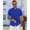 imageJVER Mens Short Sleeve Dress Shirts Wrinkle Free Casual Button Down Shirt Summer Stretch Formal Shirt with PocketRoyal Blue