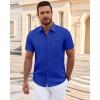 imageJVER Mens Short Sleeve Dress Shirts Wrinkle Free Casual Button Down Shirt Summer Stretch Formal Shirt with PocketRoyal Blue