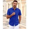 imageJVER Mens Short Sleeve Dress Shirts Wrinkle Free Casual Button Down Shirt Summer Stretch Formal Shirt with PocketRoyal Blue