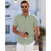 imageJVER Mens Short Sleeve Dress Shirts Wrinkle Free Casual Button Down Shirt Summer Stretch Formal Shirt with PocketSage Green