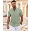 imageJVER Mens Short Sleeve Dress Shirts Wrinkle Free Casual Button Down Shirt Summer Stretch Formal Shirt with PocketSage Green
