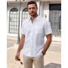 imageJVER Mens Short Sleeve Dress Shirts Wrinkle Free Casual Button Down Shirt Summer Stretch Formal Shirt with PocketWhite