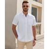 imageJVER Mens Short Sleeve Dress Shirts Wrinkle Free Casual Button Down Shirt Summer Stretch Formal Shirt with PocketWhite