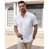 imageJVER Mens Short Sleeve Dress Shirts Wrinkle Free Casual Button Down Shirt Summer Stretch Formal Shirt with PocketWhite