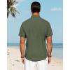 imageJVER Mens Linen Shirts Casual Short Sleeve Button Down Shirt Beach Vacation Cruise Summer Wedding Cotton TopsArmy Green