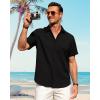 imageJVER Mens Linen Shirts Casual Short Sleeve Button Down Shirt Beach Vacation Cruise Summer Wedding Cotton TopsBlack