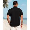 imageJVER Mens Linen Shirts Casual Short Sleeve Button Down Shirt Beach Vacation Cruise Summer Wedding Cotton TopsBlack
