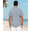 imageJVER Mens Linen Shirts Casual Short Sleeve Button Down Shirt Beach Vacation Cruise Summer Wedding Cotton TopsBlue
