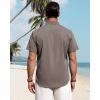 imageJVER Mens Linen Shirts Casual Short Sleeve Button Down Shirt Beach Vacation Cruise Summer Wedding Cotton TopsBrown
