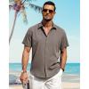 imageJVER Mens Linen Shirts Casual Short Sleeve Button Down Shirt Beach Vacation Cruise Summer Wedding Cotton TopsBrown