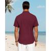 imageJVER Mens Linen Shirts Casual Short Sleeve Button Down Shirt Beach Vacation Cruise Summer Wedding Cotton TopsBurgundy