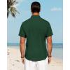 imageJVER Mens Linen Shirts Casual Short Sleeve Button Down Shirt Beach Vacation Cruise Summer Wedding Cotton TopsDark Green