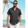 imageJVER Mens Linen Shirts Casual Short Sleeve Button Down Shirt Beach Vacation Cruise Summer Wedding Cotton TopsDark Grey