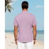 imageJVER Mens Linen Shirts Casual Short Sleeve Button Down Shirt Beach Vacation Cruise Summer Wedding Cotton TopsDark Purple