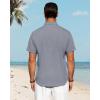 imageJVER Mens Linen Shirts Casual Short Sleeve Button Down Shirt Beach Vacation Cruise Summer Wedding Cotton TopsDenim Blue