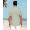 imageJVER Mens Linen Shirts Casual Short Sleeve Button Down Shirt Beach Vacation Cruise Summer Wedding Cotton TopsGreen