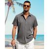 imageJVER Mens Linen Shirts Casual Short Sleeve Button Down Shirt Beach Vacation Cruise Summer Wedding Cotton TopsGrey
