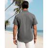 imageJVER Mens Linen Shirts Casual Short Sleeve Button Down Shirt Beach Vacation Cruise Summer Wedding Cotton TopsGrey