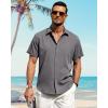 imageJVER Mens Linen Shirts Casual Short Sleeve Button Down Shirt Beach Vacation Cruise Summer Wedding Cotton TopsGrey Blue