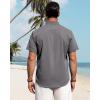 imageJVER Mens Linen Shirts Casual Short Sleeve Button Down Shirt Beach Vacation Cruise Summer Wedding Cotton TopsGrey Blue