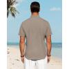 imageJVER Mens Linen Shirts Casual Short Sleeve Button Down Shirt Beach Vacation Cruise Summer Wedding Cotton TopsKhaki