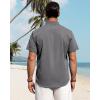 imageJVER Mens Linen Shirts Casual Short Sleeve Button Down Shirt Beach Vacation Cruise Summer Wedding Cotton TopsLight Grey