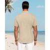 imageJVER Mens Linen Shirts Casual Short Sleeve Button Down Shirt Beach Vacation Cruise Summer Wedding Cotton TopsLight Khaki