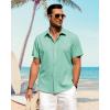 imageJVER Mens Linen Shirts Casual Short Sleeve Button Down Shirt Beach Vacation Cruise Summer Wedding Cotton TopsMint Green