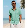 imageJVER Mens Linen Shirts Casual Short Sleeve Button Down Shirt Beach Vacation Cruise Summer Wedding Cotton TopsMint Green