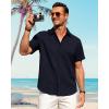 imageJVER Mens Linen Shirts Casual Short Sleeve Button Down Shirt Beach Vacation Cruise Summer Wedding Cotton TopsNavy