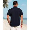 imageJVER Mens Linen Shirts Casual Short Sleeve Button Down Shirt Beach Vacation Cruise Summer Wedding Cotton TopsNavy