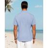 imageJVER Mens Linen Shirts Casual Short Sleeve Button Down Shirt Beach Vacation Cruise Summer Wedding Cotton TopsSky Blue