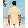 imageJVER Mens Linen Shirts Casual Short Sleeve Button Down Shirt Beach Vacation Cruise Summer Wedding Cotton TopsYellow