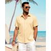 imageJVER Mens Linen Shirts Casual Short Sleeve Button Down Shirt Beach Vacation Cruise Summer Wedding Cotton TopsYellow