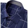 imageJVER Mens Plaid Printed Casual Button Down Shirts WrinkleFree Long Sleeve Dress Shirt Blue Large