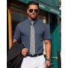 imageJVER Mens Short Sleeve Button Down Shirt Stretch Business Casual Dress Shirts Solid Summer Wedding Prom TopsGrey Blue