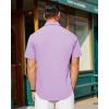 imageJVER Mens Short Sleeve Button Down Shirt Stretch Business Casual Dress Shirts Solid Summer Wedding Prom TopsLavender Purple