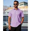 imageJVER Mens Short Sleeve Button Down Shirt Stretch Business Casual Dress Shirts Solid Summer Wedding Prom TopsLavender Purple