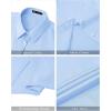imageJVER Womens Button Down Shirts Stretch Wrinkle Free Formal Short Sleeve Dress Shirt Summer Work Blouses Business Casual TopsBlue