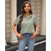 imageJVER Womens Button Down Shirts Stretch Wrinkle Free Formal Short Sleeve Dress Shirt Summer Work Blouses Business Casual TopsSage Green
