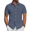 imageJVER Mens Short Sleeve Button Down Shirt Stretch Business Casual Dress Shirts Solid Summer Wedding Prom TopsGrey Blue